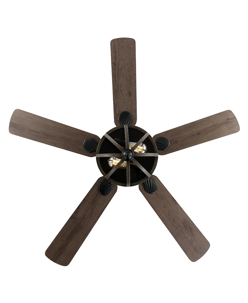 Jasper 2-Light Farmhouse Industrial Iron Dome Shade Led Ceiling Fan with Remote