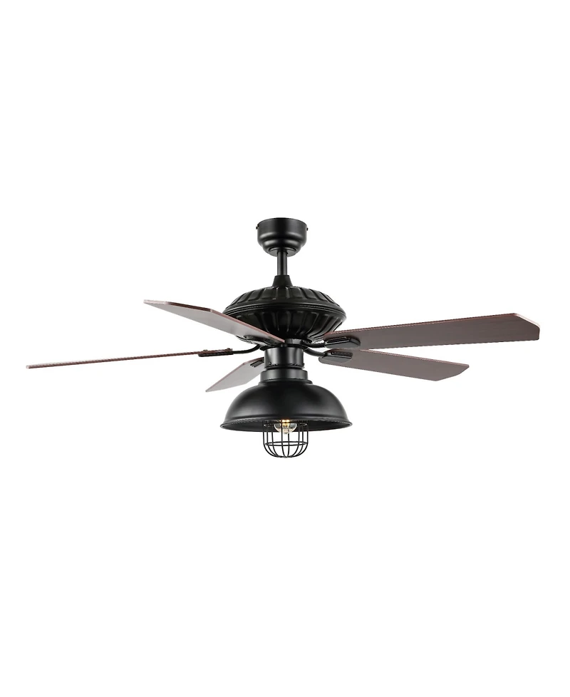 Ashton 1-Light Farmhouse Industrial Iron Dome Shade Led Ceiling Fan with Remote