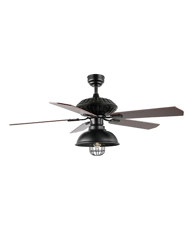 Ashton 1-Light Farmhouse Industrial Iron Dome Shade Led Ceiling Fan with Remote