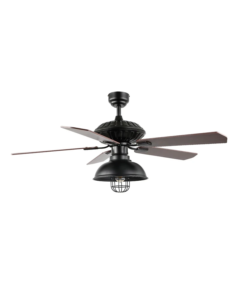 Ashton 1-Light Farmhouse Industrial Iron Dome Shade Led Ceiling Fan with Remote