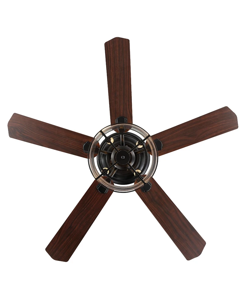 Braxton 4-Light Farmhouse Industrial Iron Drum Shade Led Ceiling Fan with Remote