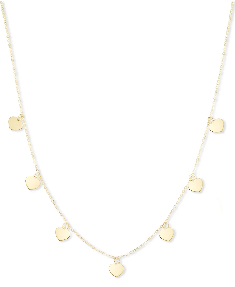 Polished Heart Dangle 18" Collar Necklace in 10k Gold
