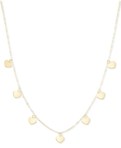 Polished Heart Dangle 18" Collar Necklace in 10k Gold