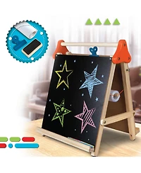 Discovery Kids 3-in-1 Tabletop Dry Erase Chalkboard Painting Art Easel, Wood Frame