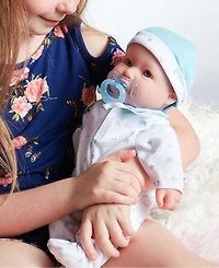 La Baby Caucasian 16" Soft Body Baby Doll Blue Outfit