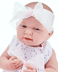 La Newborn 15" Real Girl Baby Doll White Eyelet Dress - Dress