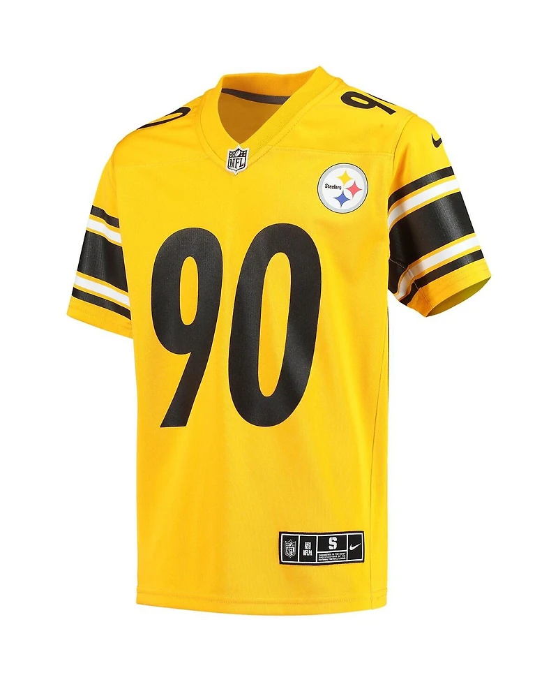 Boys T.j. Watt Gold-Tone Pittsburgh Steelers Inverted Team Game Jersey