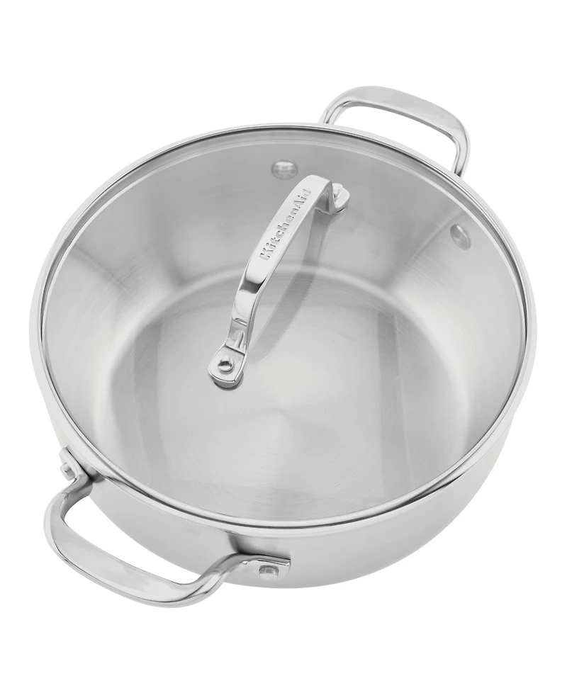 KitchenAid 3-Ply Base Stainless Steel 4 Quart Induction Casserole with Lid