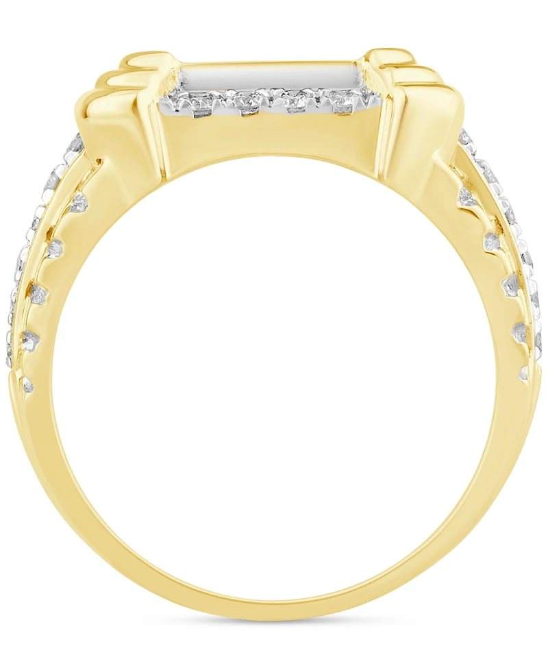 Men's White Diamond (1-1/3 ct. t.w.) & Brown (7/8 Cluster Ring 10k Gold