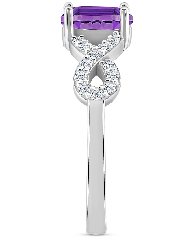 Rhodolite Garnet (1 ct. t.w.) & White Topaz (1/4 Twist Ring Sterling Silver (Also Citrine, Blue Topaz, Amethyst, Periodt)