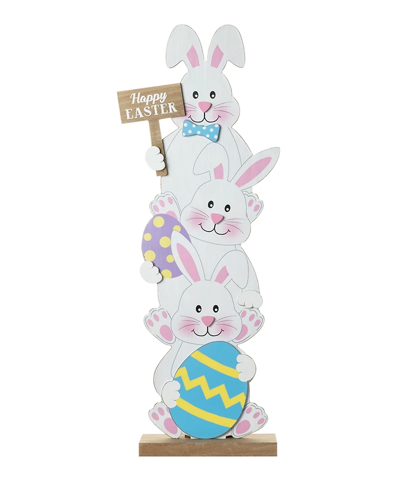 Glitzhome Wooden Easter Stacked Bunny Porch Decor, 30.75"
