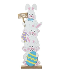 Glitzhome Wooden Easter Stacked Bunny Porch Decor, 30.75"
