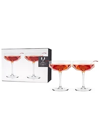 Viski Raye Faceted Crystal Coupe, Set of 2, 7 Oz