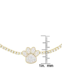 Cubic Zirconia Paw Adjustable Bolo Bracelet in Fine Gold Plate