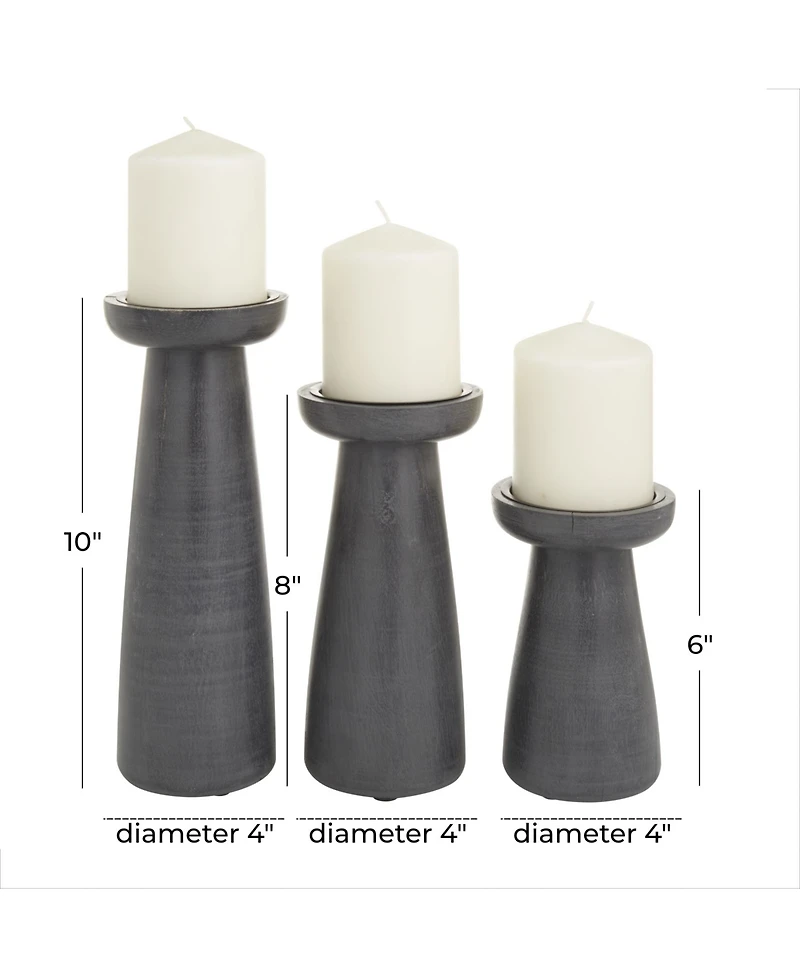 CosmoLiving by Cosmopolitan Mango Wood Modern Candle Holder, Set of 3
