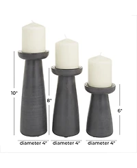 CosmoLiving by Cosmopolitan Mango Wood Modern Candle Holder, Set of 3