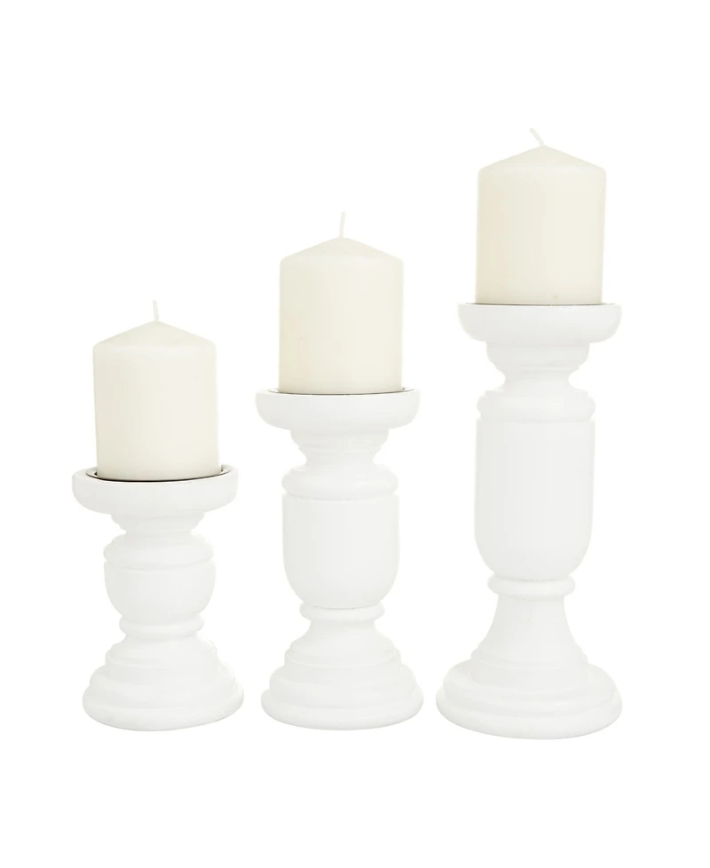 Mango Wood French Country Candle Holder, Set of 3