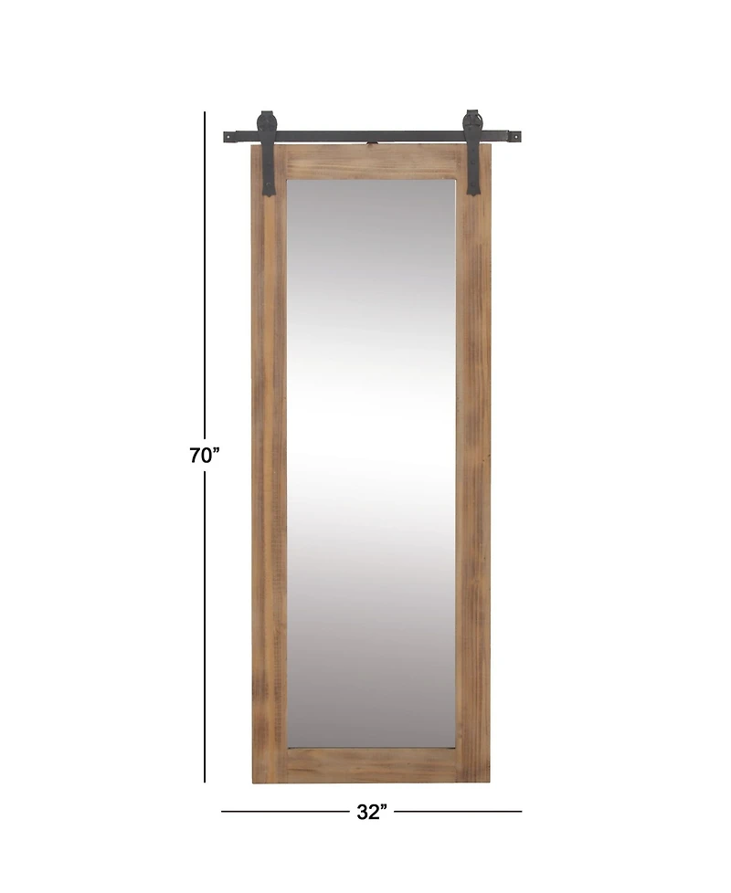 Industrial Wood Wall Mirror, 71" x 34"