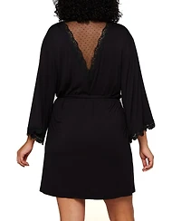 Plus Molly Soft Knit Blend Dotted Mesh Robe