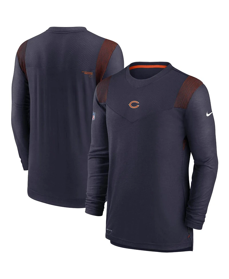 Men's Navy Chicago Bears Sideline Player Uv Performance Long Sleeve T-shirt