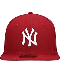 Men's Cardinal New York Yankees Logo White 59FIFTY Fitted Hat