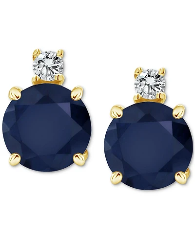 Ruby (1-1/3 ct. t.w.) & Diamond Accent Stud Earrings 14k Gold (Also Emerald Sapphire)