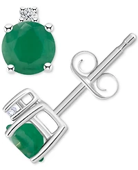 Sapphire (3/4 ct. t.w.) & Diamond Accent Stud Earrings 14k White Gold (Also Emerald, Ruby, Tanzanite)