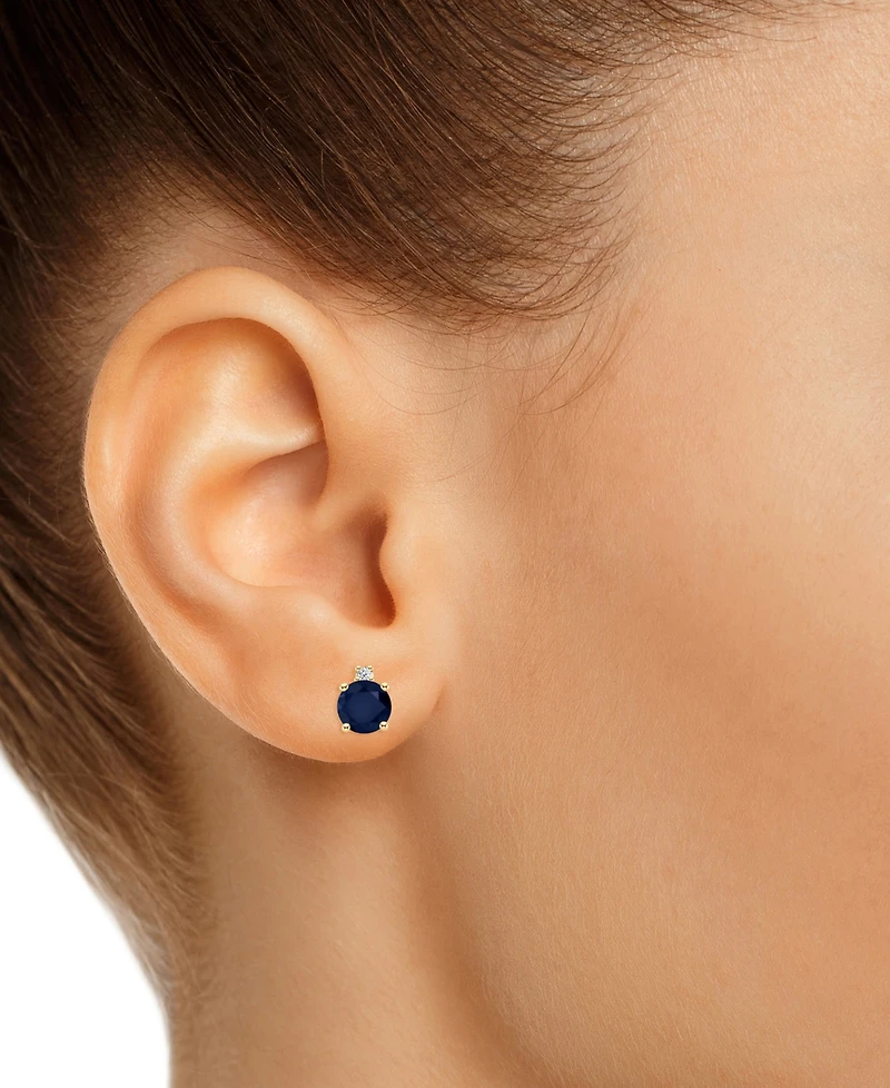 Tanzanite (1/2 ct. t.w.) & Diamond Accent Stud Earrings 14k Gold (Also Emerald, Ruby, Sapphire)