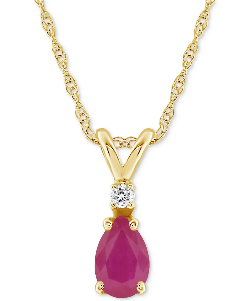 Sapphire (1/2 ct. t.w.) & Diamond Accent 18" Pendant Necklace 14k Gold (Also Ruby Emerald)