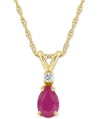 Sapphire (1/2 ct. t.w.) & Diamond Accent 18" Pendant Necklace 14k Gold (Also Ruby Emerald)