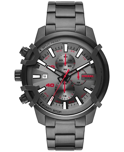 Diesel Men's Chronograph Griffed Gunmetal-Tone Stainless Steel Bracelet Watch 48mm