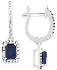 Emerald (1-1/8 ct. t.w.) & Diamond (1/3 Leverback Drop Earrings Sterling Silver (Also Ruby Sapphire)