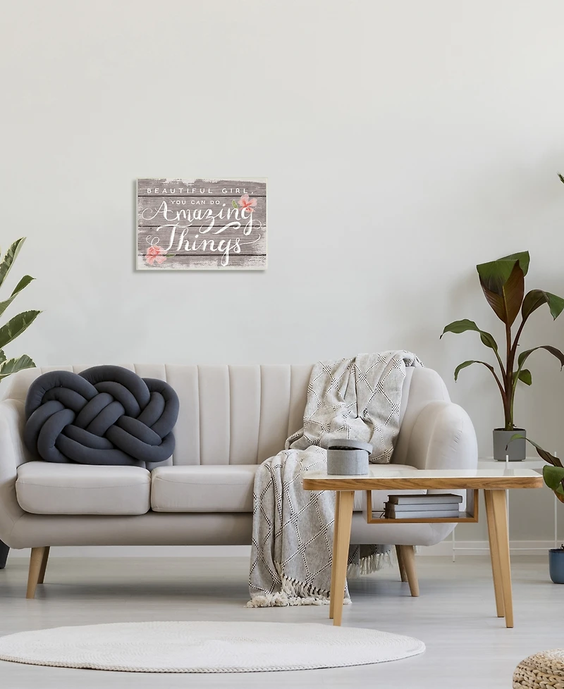 Stupell Industries Beautiful Girl Inspirational Kids Flower Word Design Wall Plaque Art, 13" x 19"