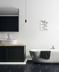 Stupell Industries Five Star Bathroom Funny Word Black and White Wood Textured Design Wall Plaque Art, 10" x 15"