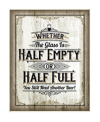 Stupell Industries Half Empty Beer Sign Bar Room Word Design Wall Plaque Art, 10" x 15"