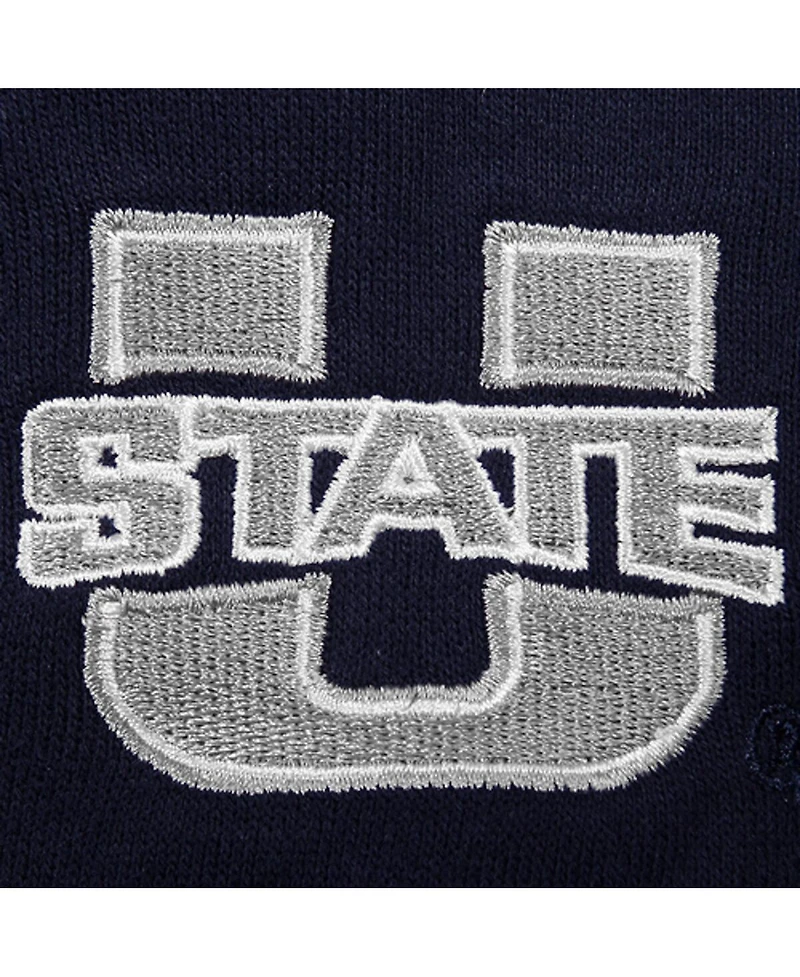 Women's Stadium Athletic Navy Utah State Aggies Arched Name Full-Zip Hoodie