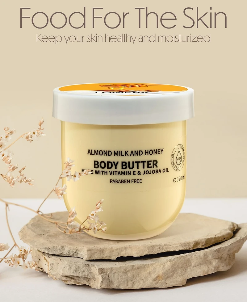 Almond Milk and Honey Whipped Body Butter, Scented Body Cream, 170ml