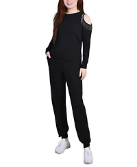 Women's Long Sleeve Cold Shoulder Jogger Set