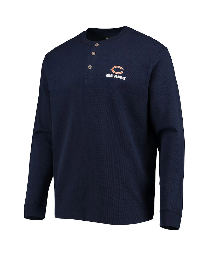 Men's Dunbrooke Navy Chicago Bears Logo Maverick Thermal Henley Long Sleeve T-shirt