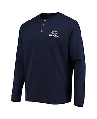 Men's Dunbrooke Navy Chicago Bears Logo Maverick Thermal Henley Long Sleeve T-shirt