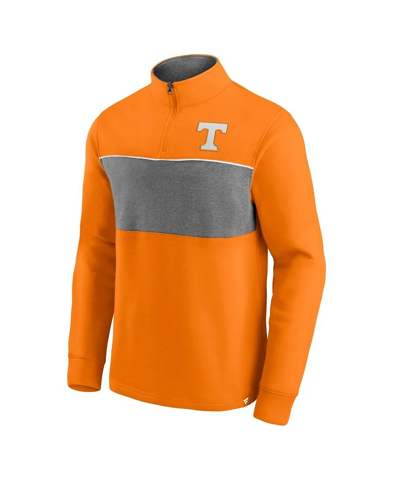 Men's Fanatics Tennessee Orange, Heathered Gray Tennessee Volunteers Primary Logo Quarter-Zip Jacket