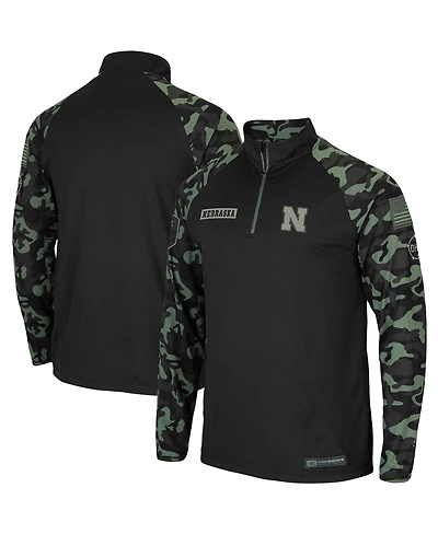 Men's Colosseum Black Nebraska Huskers Oht Military-Inspired Appreciation Take Flight Raglan Quarter-Zip Jacket