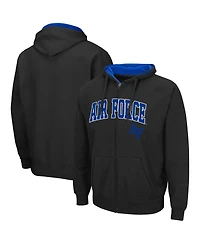 Men's Colosseum Black Air Force Falcons Arch and Logo 3.0 Full-Zip Hoodie