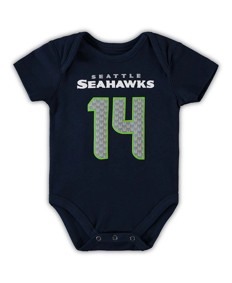 Newborn Infant Boys and Girls Dk Metcalf College Navy Seattle Seahawks Mainliner Player Name Number Bodysuit