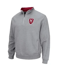 Men's Colosseum Heathered Gray Harvard Crimson Tortugas Team Logo Quarter-Zip Jacket
