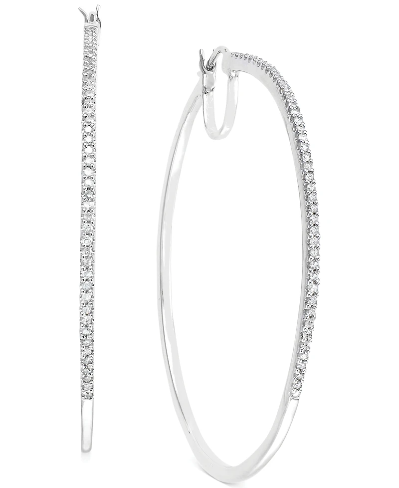 Diamond Oversized Hoop Earrings in 14k Gold over Sterling Silver or Sterling Silver (1/2 ct. t.w.)