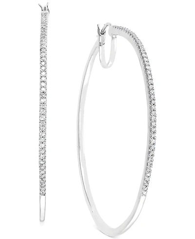 Diamond Oversized Hoop Earrings in 14k Gold over Sterling Silver or Sterling Silver (1/2 ct. t.w.)