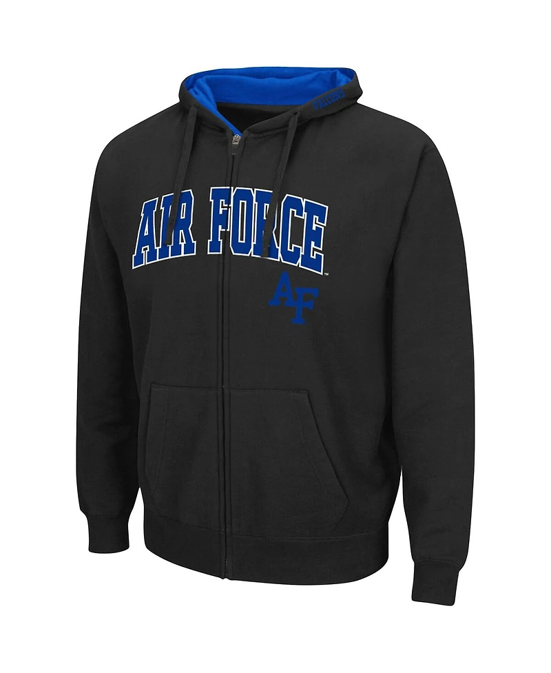 Men's Colosseum Black Air Force Falcons Arch and Logo 3.0 Full-Zip Hoodie