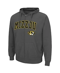 Men's Colosseum Charcoal Missouri Tigers Arch and Logo 3.0 Full-Zip Hoodie