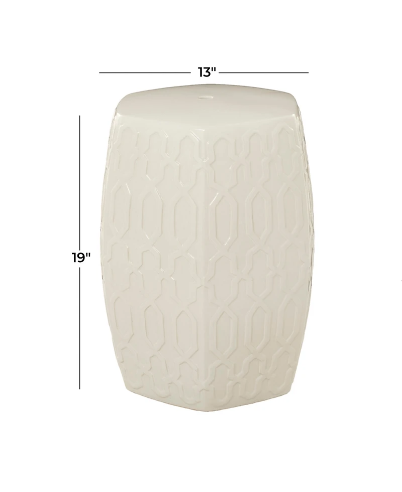 Cream Ceramic Contemporary Accent Table
